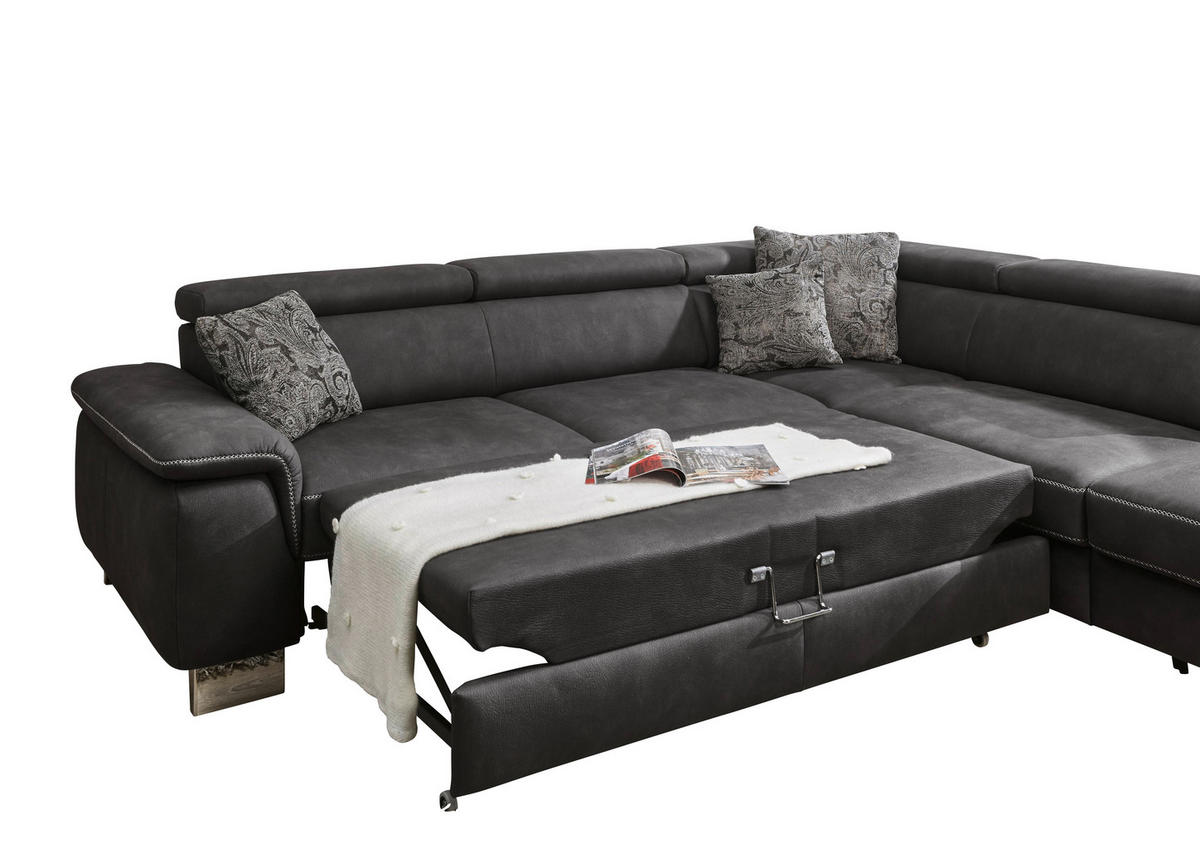 SEDEŽNA GARNITURA, antracit  - siva/bež, Design, kovina/tekstil (273/226cm) - Beldomo System