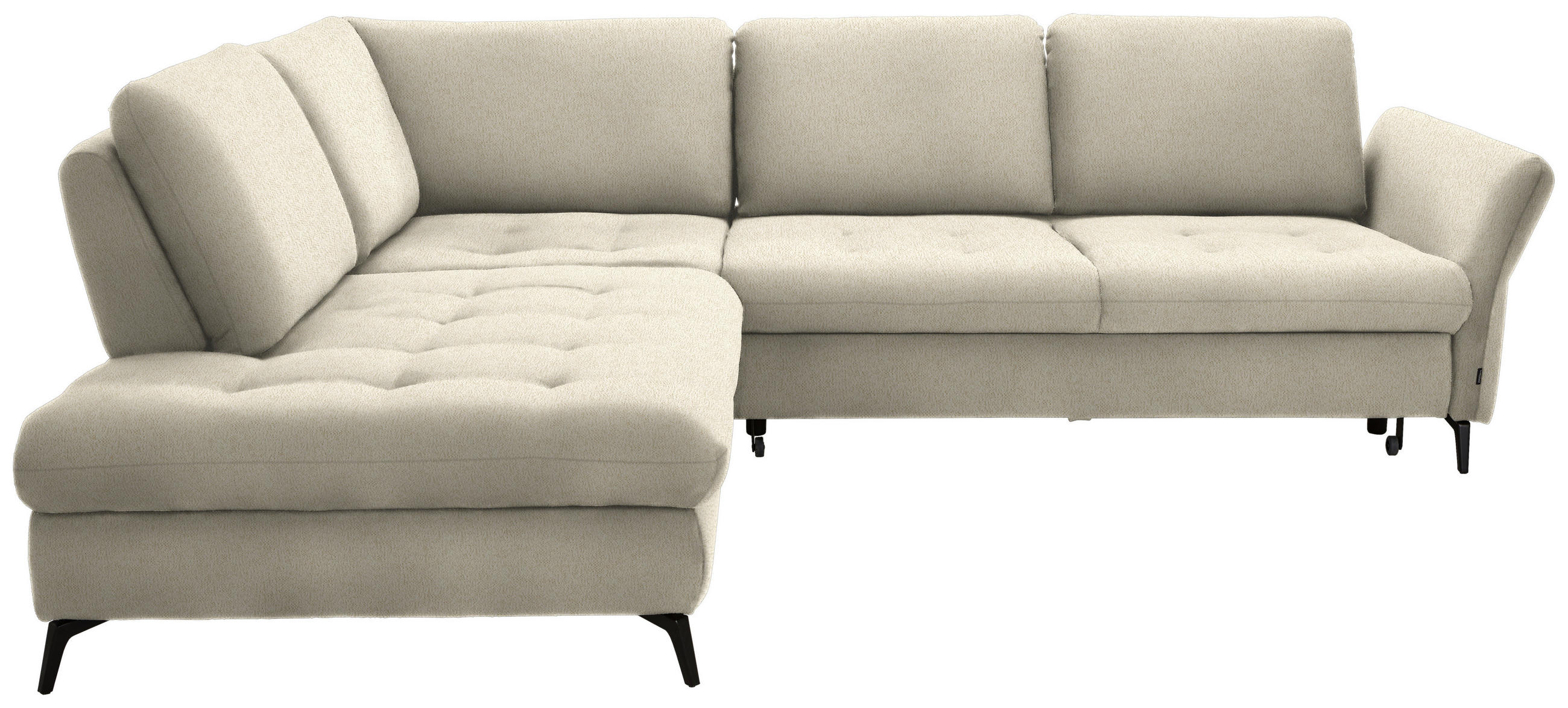 ECKSOFA in Struktur Creme  233/288 cm  - Creme/Schwarz, Natur, Textil/Metall (233/288cm) - Valnatura
