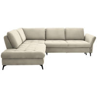 ECKSOFA in Struktur Creme  - Creme/Schwarz, Natur, Textil/Metall (233/288cm) - Valnatura