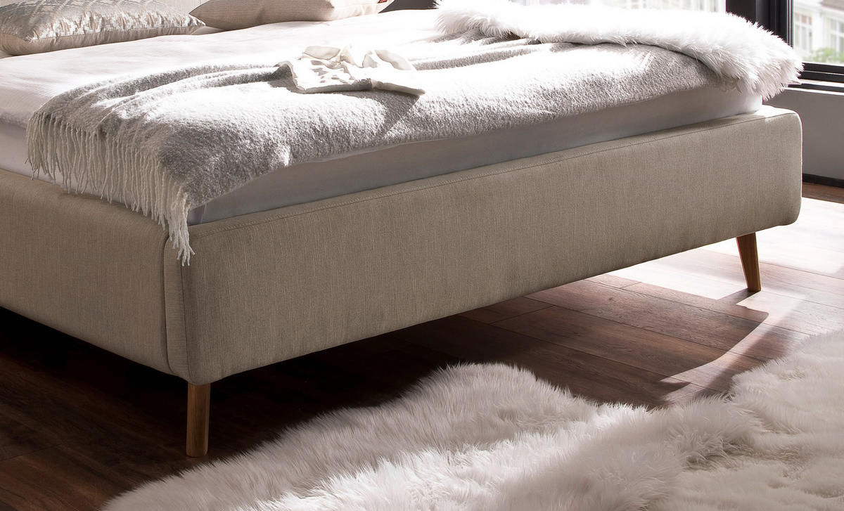 POLSTERBETT 160/200 cm  in Beige  - Eichefarben/Birkefarben, Konventionell, Holz/Textil (160/200cm) - Boxxx