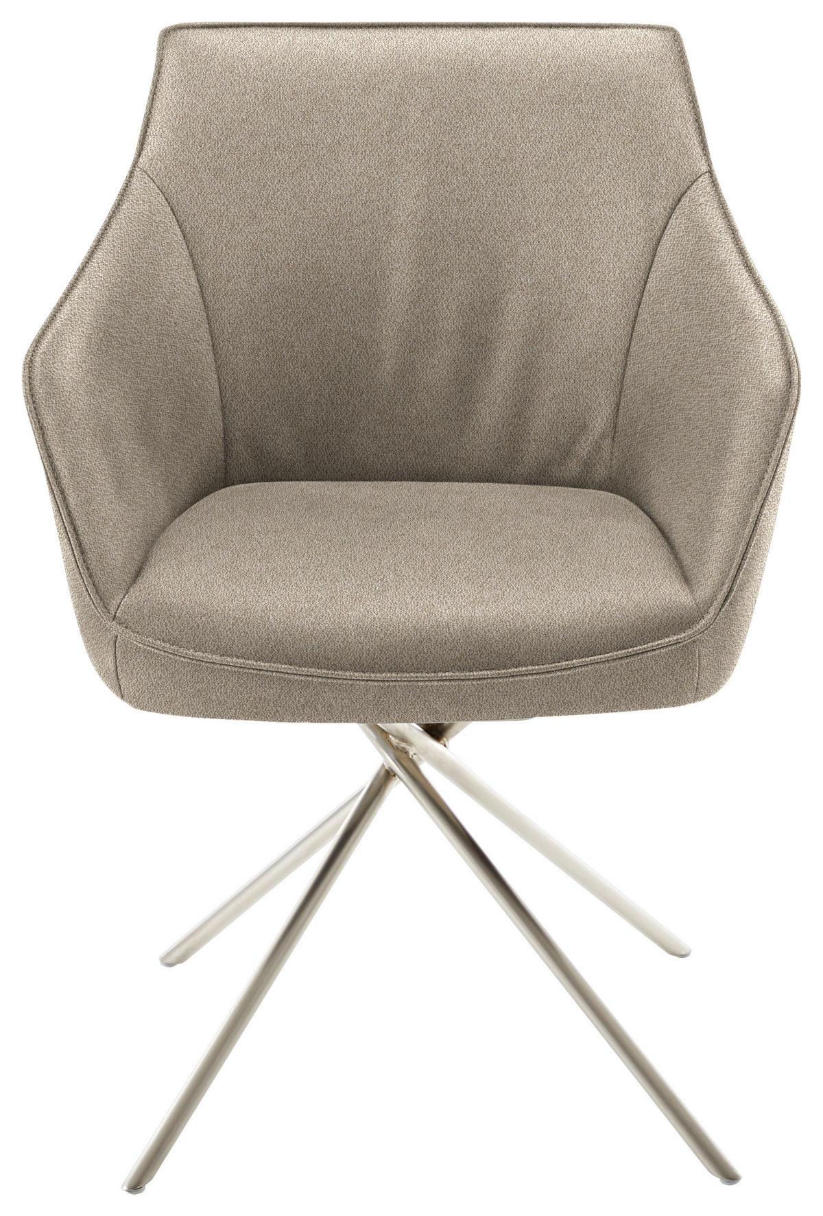 ARMLEHNSTUHL  in Nickel Flachgewebe  - Edelstahlfarben/Beige, Design, Textil/Metall (60/84/67cm) - Koinor