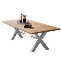 ESSTISCH 200/100/76 cm Echtholz  Holz, Metall rechteckig Naturfarben, Silberfarben  - Silberfarben/Naturfarben, MODERN, Holz/Metall (200/100/76cm) - MID.YOU