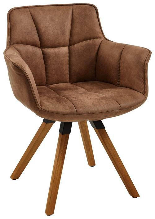ARMLEHNSTUHL in Mikrofaser - Schlammfarben/Eichefarben, Design, Holz/Textil (67/85/60cm) - Musterring
