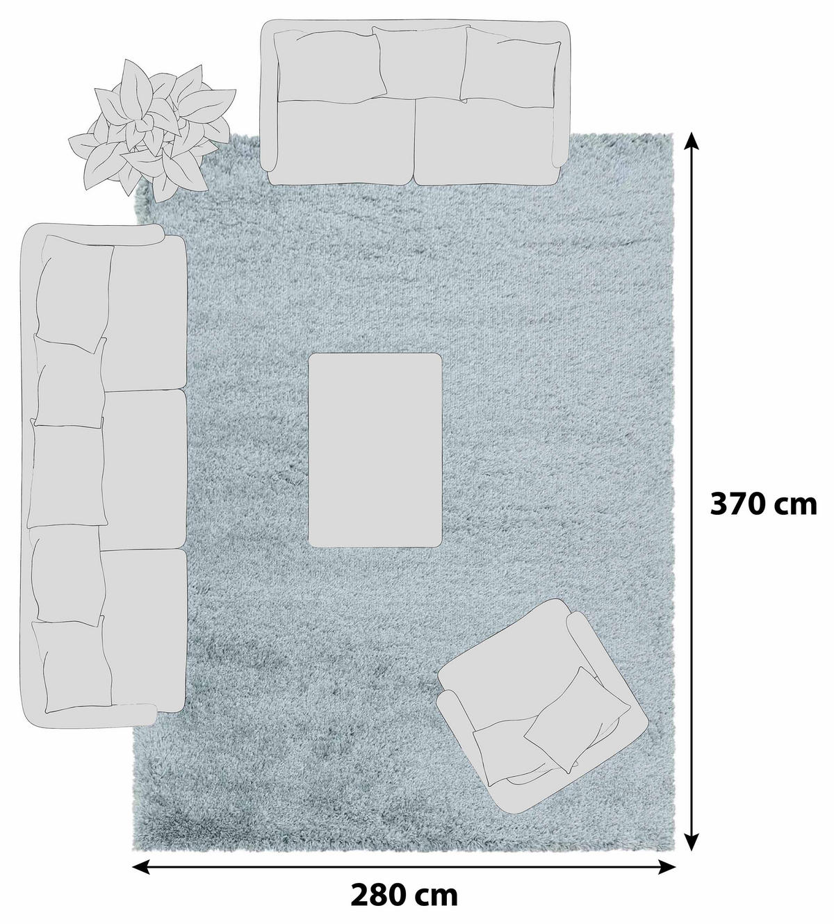 RYAMATTA 280/370 cm Fluffy  - blå, Basics, textil (280/370cm)