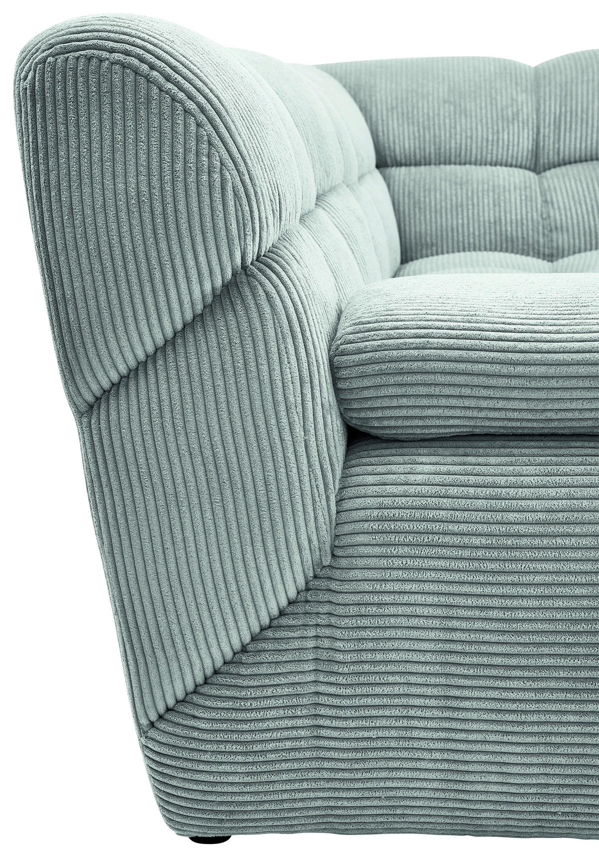 ECKSOFA Pastellblau Cord Rücken echt  - Pastellblau/Schwarz, KONVENTIONELL, Kunststoff/Textil (195/265cm) - Tom Tailor