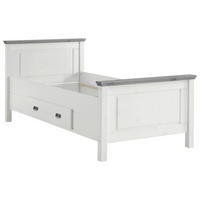 BETT 90/200 cm  in Grau, Weiß  - Weiß/Grau, ROMANTIK / LANDHAUS, Holz (90/200cm) - Boxxx