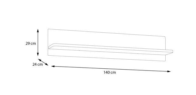 POLIȚĂ DE PERETE in 140/29/24 cm  - Design (140/29/24cm) - Hom`in