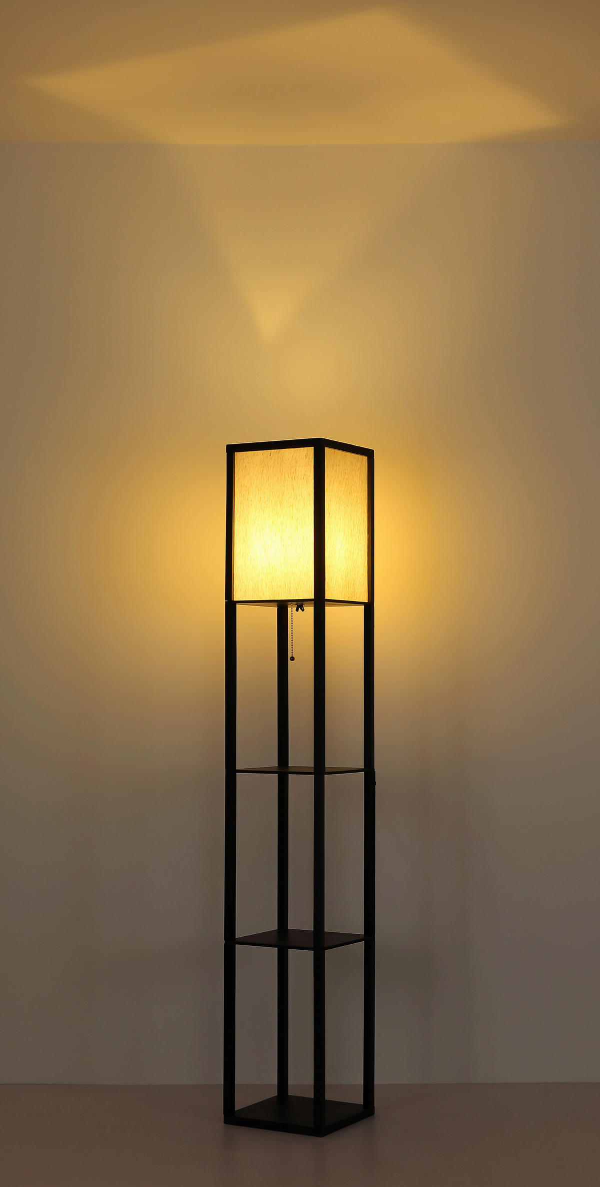 STEHLEUCHTE - Schwarz/Naturfarben, Design, Holz/Textil (26/26/159cm) - Globo