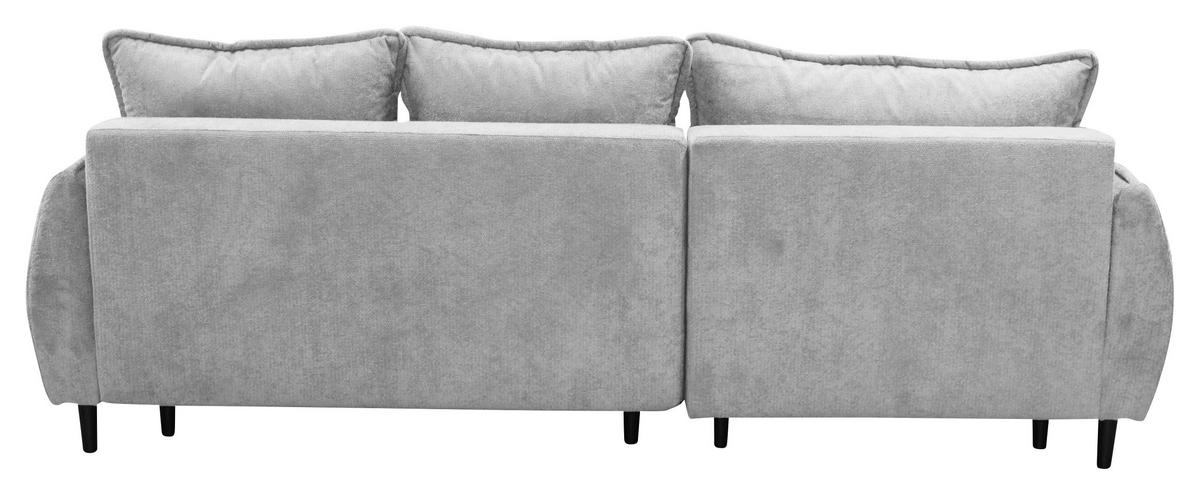 ECKSOFA MURANO Hellgrau Chenille Zierkissen, Rückenkissen, Bettkasten  - Hellgrau/Schwarz, Design, Holz/Textil (167/242cm) - MID.YOU