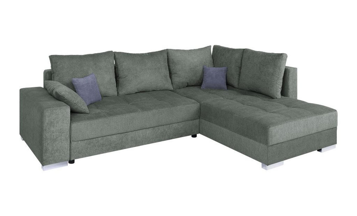 ECKSOFA Petrol Webstoff  - Chromfarben/Anthrazit, Design, Kunststoff/Textil (260/218cm) - P & B