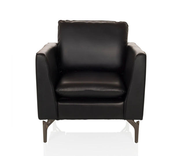 SESSEL in Lederlook Schwarz  - Schwarz, MODERN, Leder/Metall (75/65/73cm) - MID.YOU