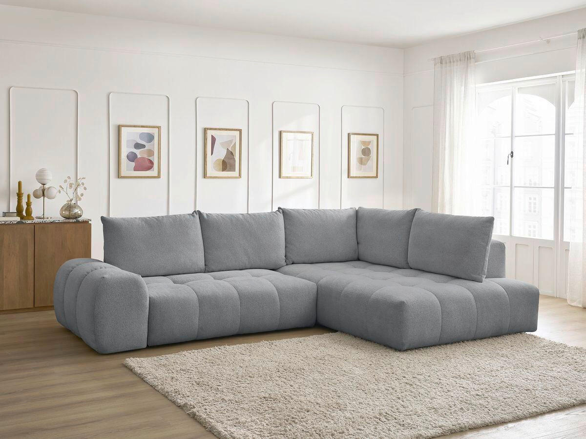 ECKSCHLAFSOFA EVEREST  mit Rücken echt, Armteil links, Armteil rechts Flachgewebe Dunkelgrau  - Dunkelgrau/Schwarz, MODERN, Kunststoff/Textil (320/212cm)