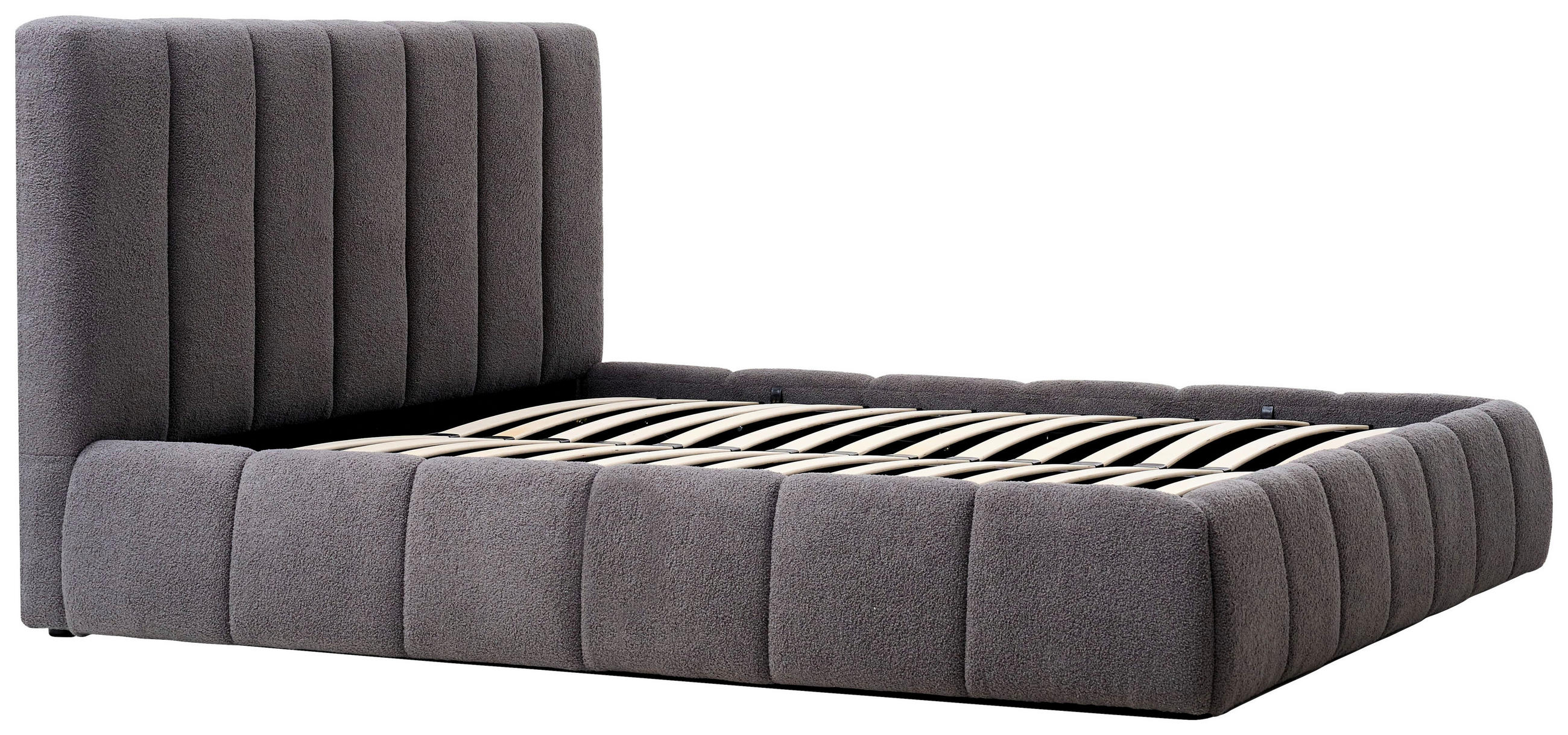 POLSTERBETT 140/200 cm, inkl. gepolstertes Kopfteil, Lattenrost, Bettkasten,  in Grau  - Schwarz/Naturfarben, Design, Holz/Kunststoff (140/200cm) - Boxxx