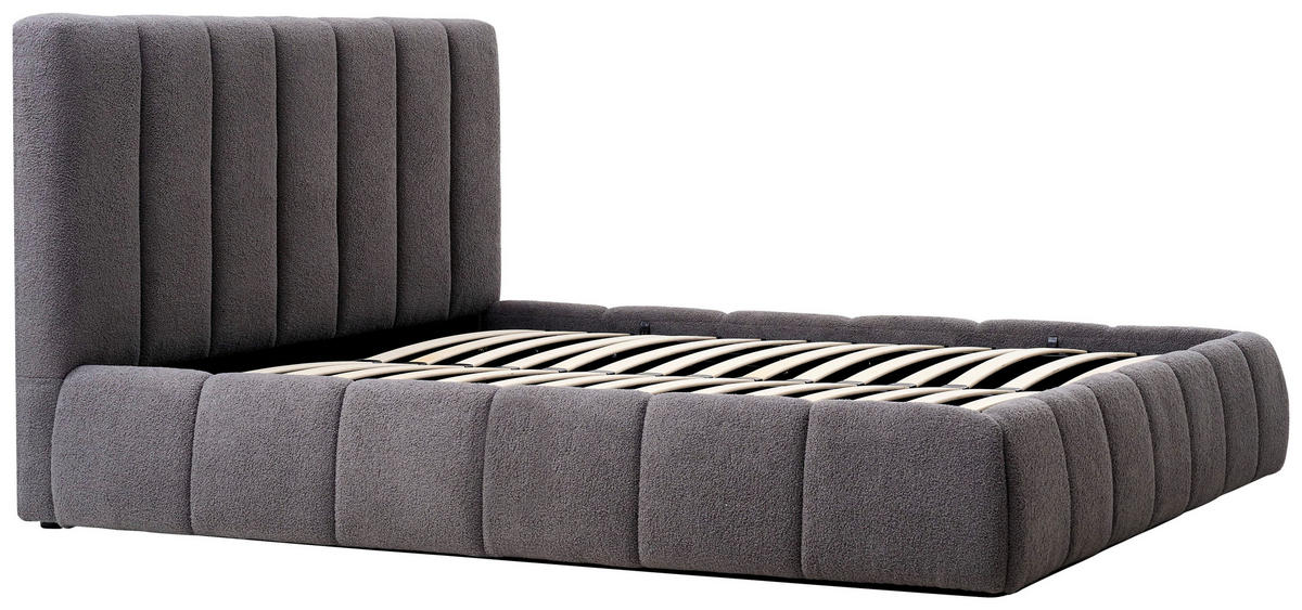 POLSTERBETT gepolstertes Kopfteil, Lattenrost, Bettkasten 180/200 cm  in Grau  - Schwarz/Naturfarben, Design, Holz/Kunststoff (180/200cm) - Boxxx