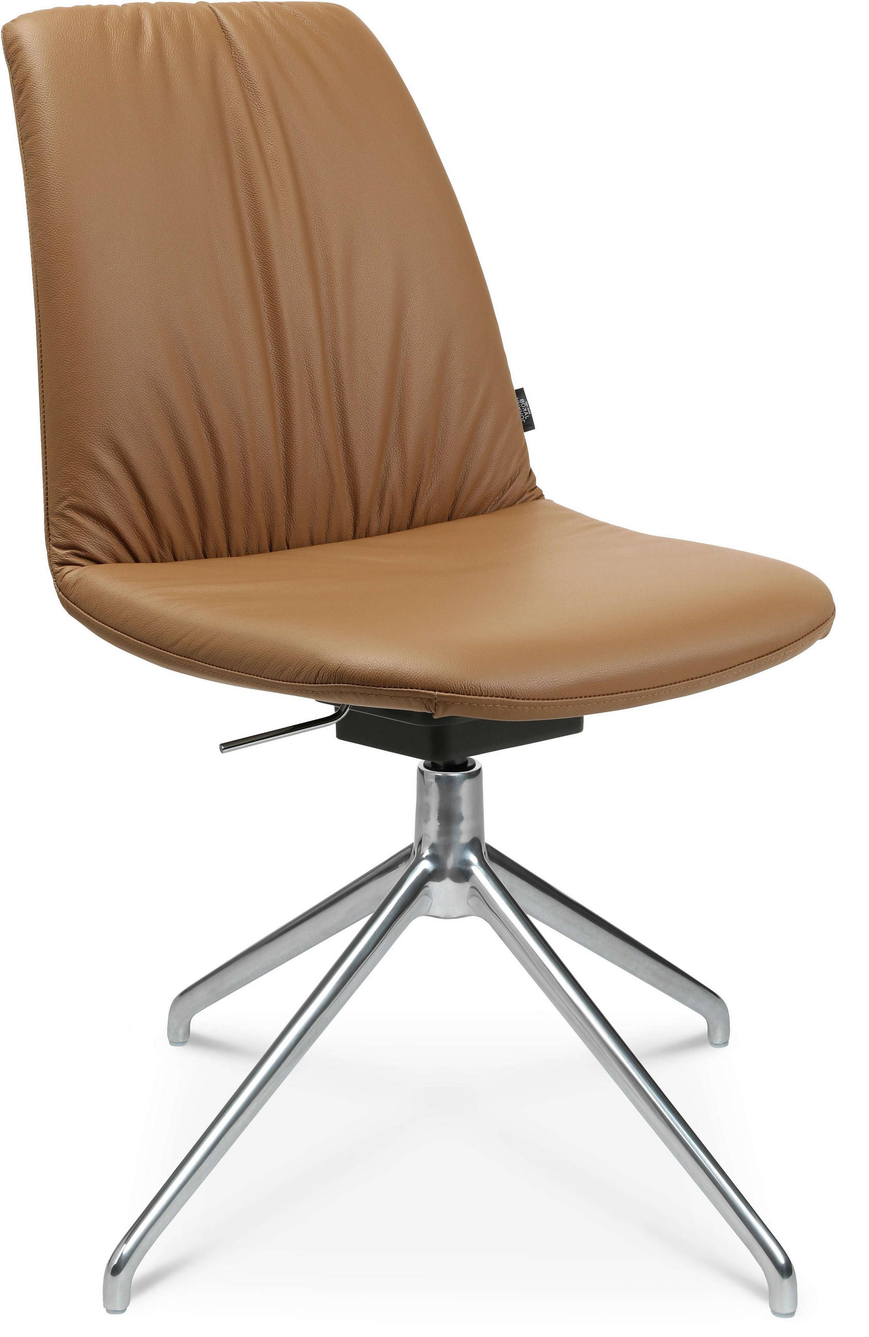 STUHL Echtleder Alufarben, Cognac - Cognac/Alufarben, Design, Leder/Metall (46/81,5-84,5/55cm) - Johann Jakob