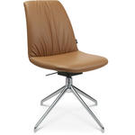 STUHL Echtleder Alufarben, Cognac  - Cognac/Alufarben, Design, Leder/Metall (46/81,5-84,5/55cm) - Johann Jakob