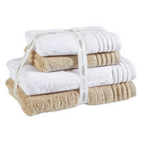 SADA RUČNÍKŮ A OSUŠEK, hnědá, bílá - bílá/hnědá, Basics, textil - Vossen