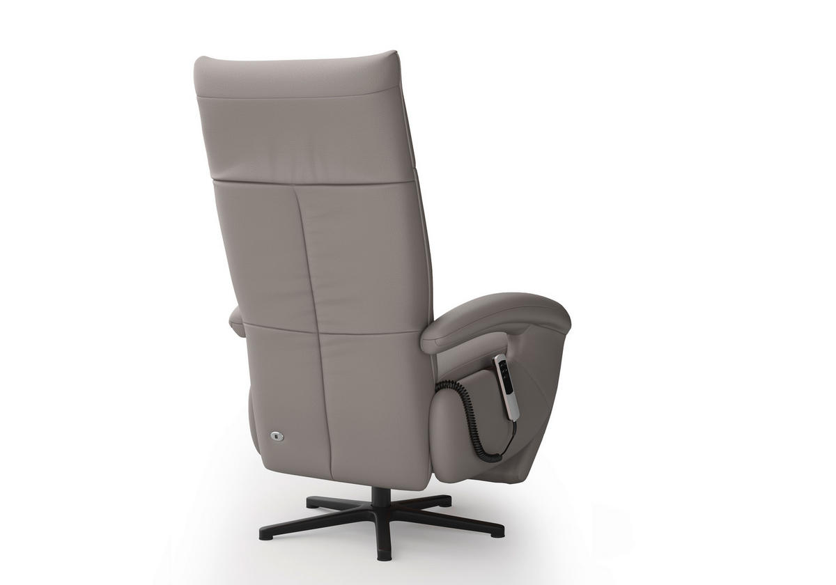 SESSEL in Echtleder Hellgrau  - Hellgrau/Schwarz, Konventionell, Leder/Metall (74/112/82cm) - Sit & More