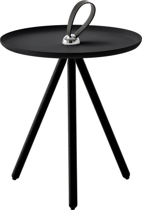 BEISTELLTISCH 40/40/45 cm Eiche massiv Schwarz rund  - Schwarz, Design, Holz/Metall (40/40/45cm) - Rolf Benz