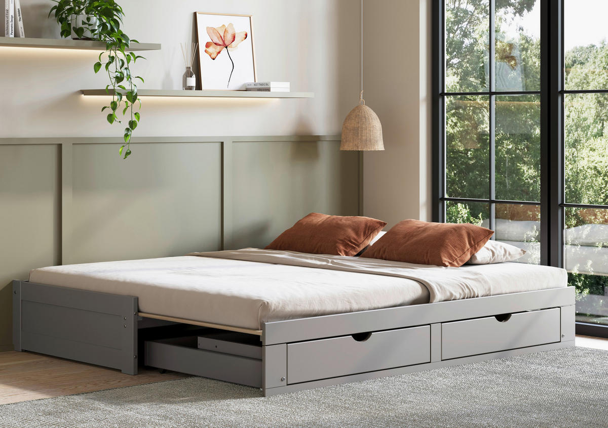 AUSZIEHBETT 90/200 cm Grau  - Grau, Modern, Holz/Holzwerkstoff (90/200cm) - MID.YOU