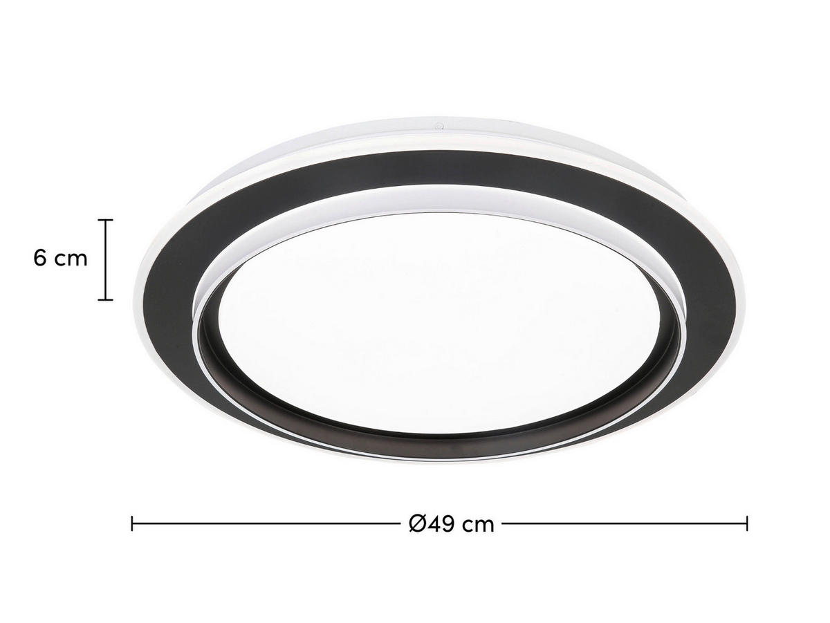 LED PLAFONJERA  - bela/crna, Trendi, metal/plastika (49/6cm) - Novel