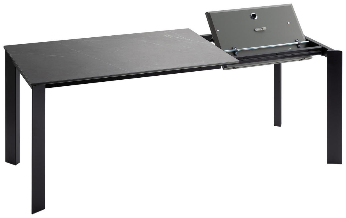 ESSTISCH in Metall, Keramik 120-180/80/75 cm  - Dunkelgrau/Schwarz, Design, Keramik/Metall (120-180/80/75cm) - Novel