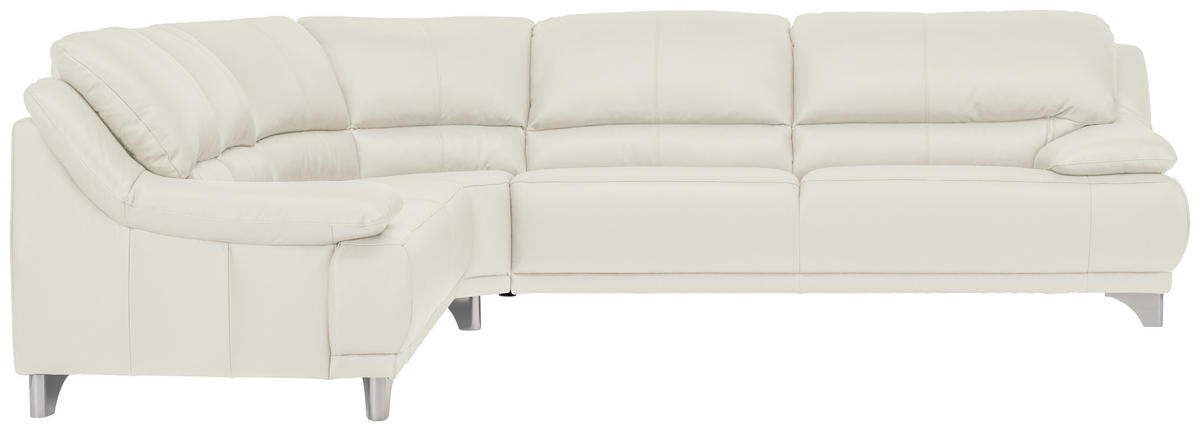 ROHOVÁ SEDACIA SÚPRAVA, koža, biela - biela, Design, kov/koža (253/290cm) - Xora
