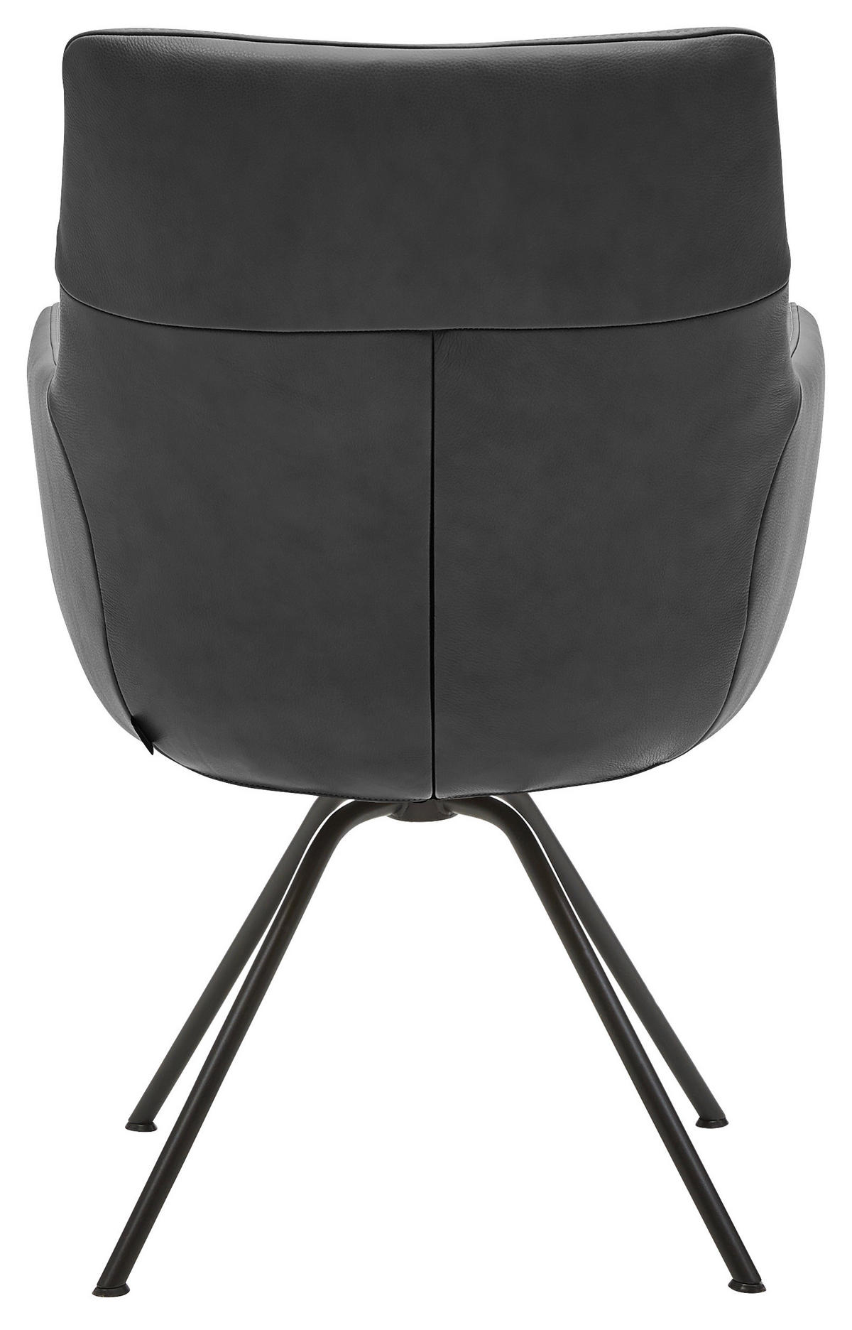 ARMLEHNSTUHL  in Echtleder pigmentiert  - Schwarz, Design, Leder/Metall (60/90/61cm) - Dieter Knoll