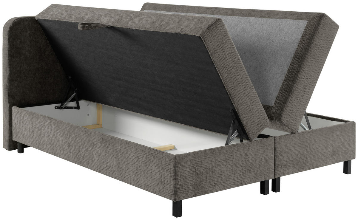 BOX-ÁGY 180/200 cm  szürke  - fekete/szürke, Modern, műanyag/textil (180/200cm) - MID.YOU