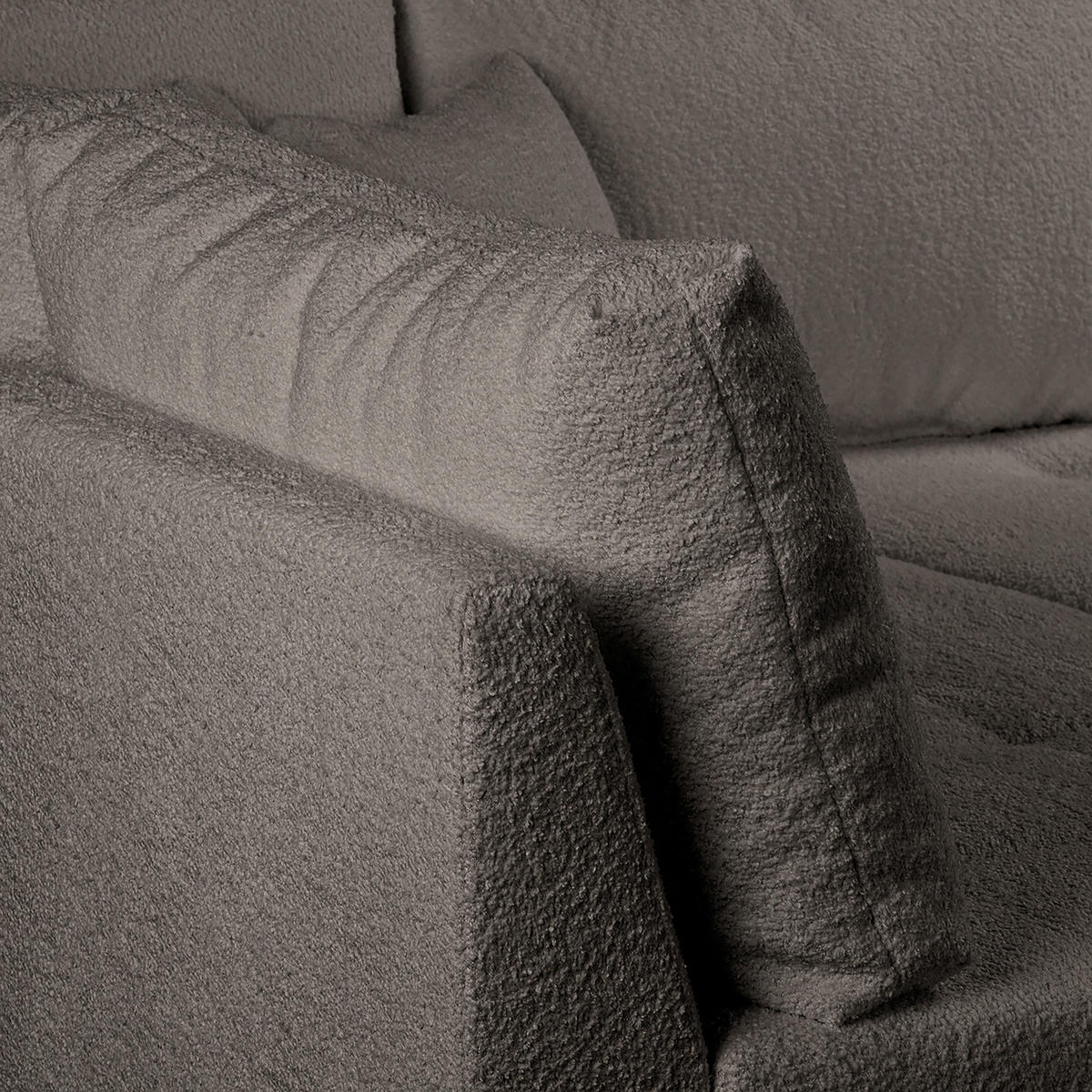 ECKSOFA inkl. Hocker Ariella in Bouclé Dunkelgrau  161/231 cm  - Dunkelgrau/Naturfarben, Design, Holz/Textil (161/231cm) - Livetastic