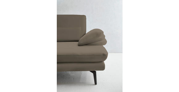 2,5-SITZER  in Echtleder Greige   - Greige/Schwarz, Design, Leder/Metall (196/86/104cm) - Dieter Knoll