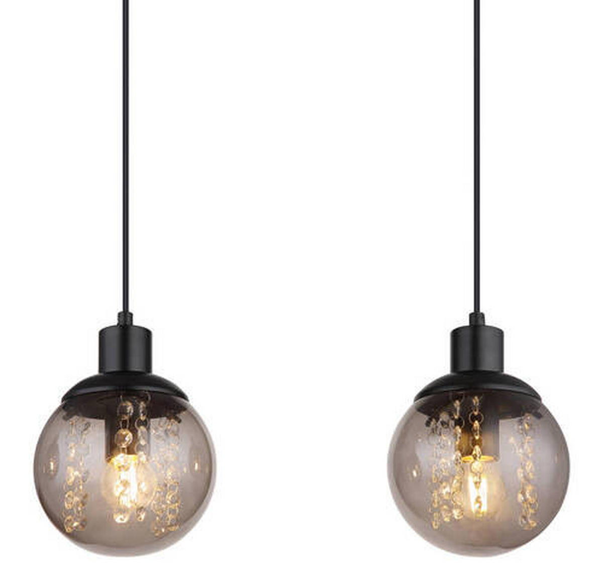HÄNGELEUCHTE    - Klar/Schwarz, Natur, Glas/Holz (78/15/120cm) - Globo
