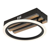 STROPNÍ LED SVÍTIDLO, 25/25/8,5 cm - bílá/tmavě hnědá, Basics, kov/kompozitní dřevo (25/25/8,5cm)