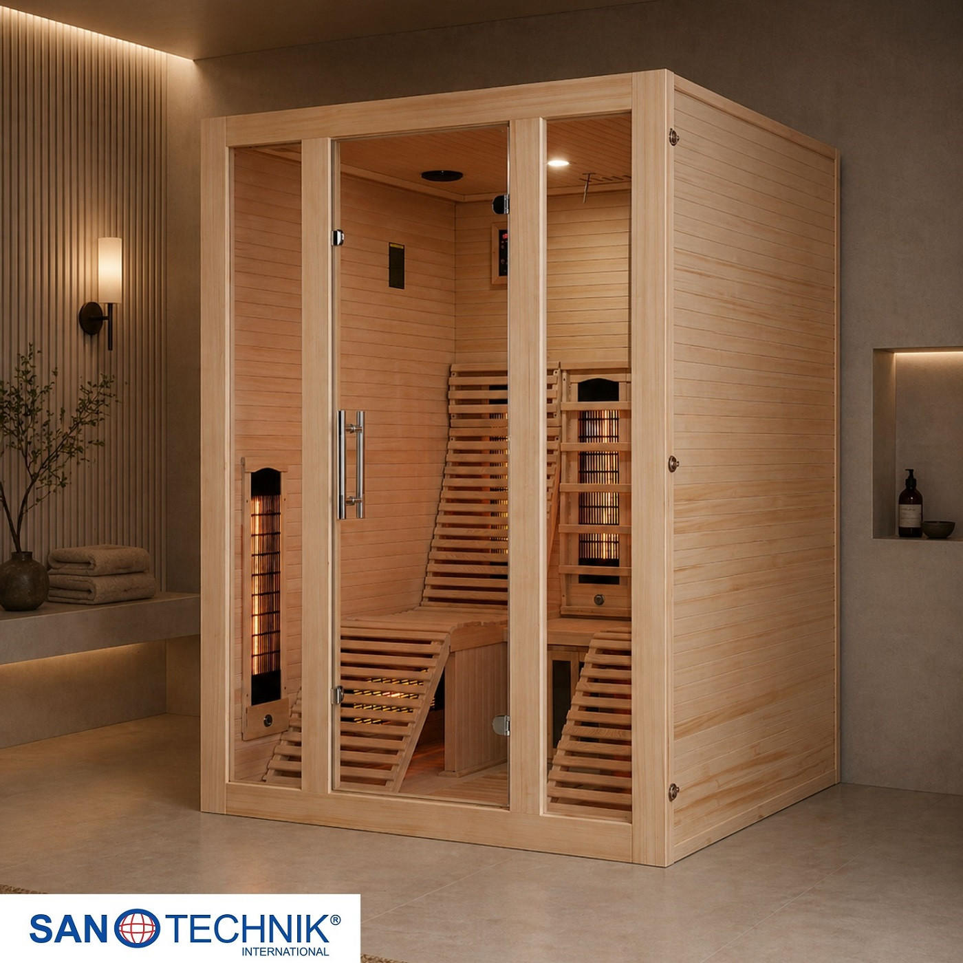 INFRAROTKABINE für 2 Personen  - Braun, Basics, Holz (150/200/150cm) - Sanotechnik