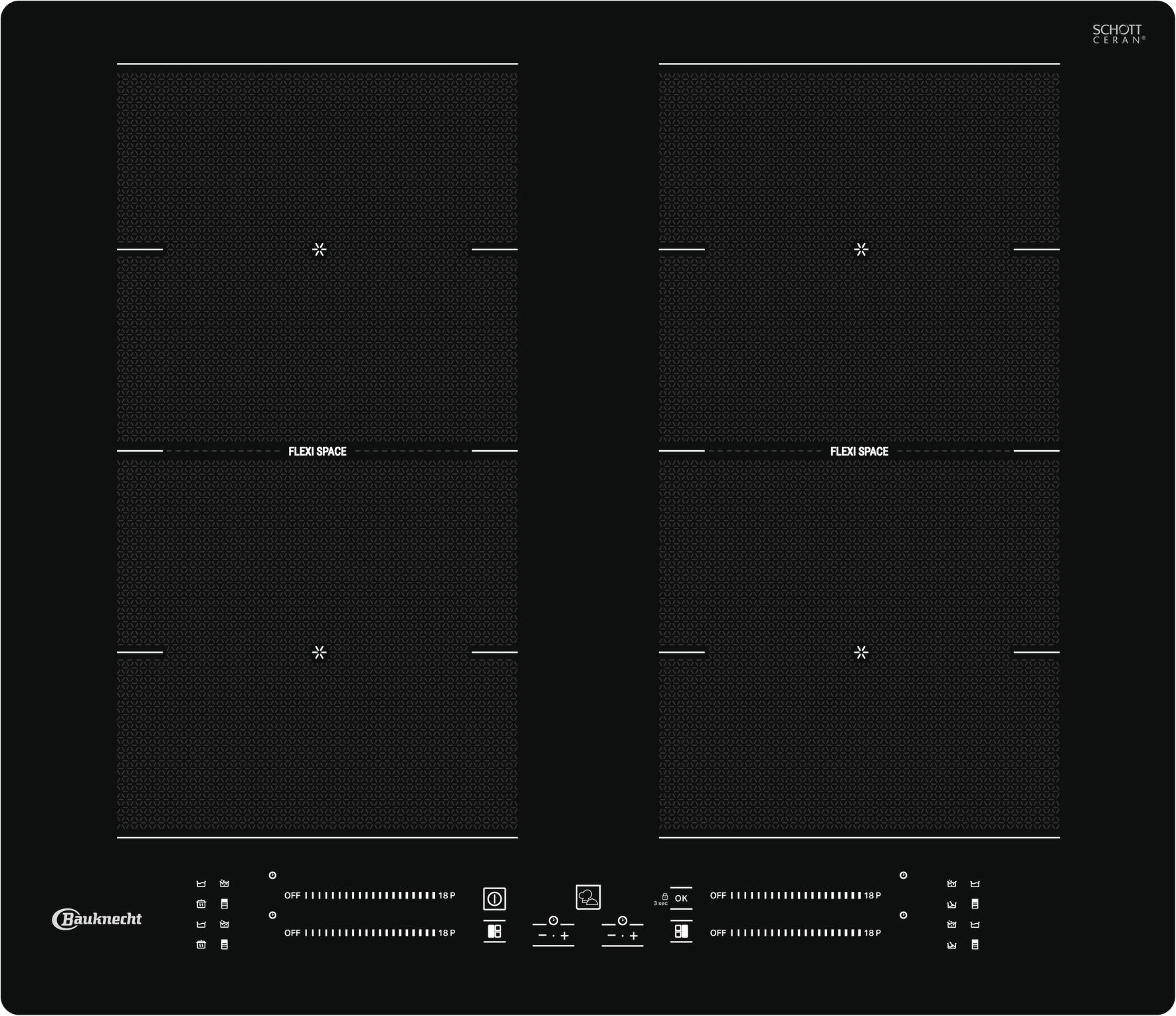 INDUKTIONSKOCHFELD BS1260FNE  - Schwarz, Basics, Glas (59/5,4/51cm) - Bauknecht