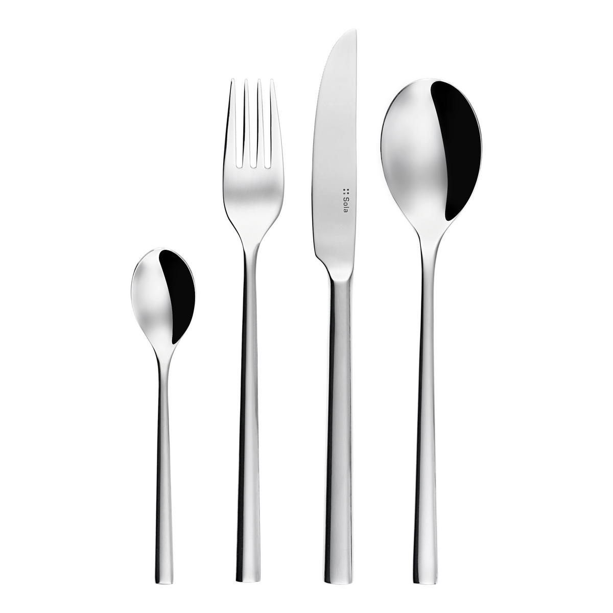 SADA PRÍBOROV, ušľachtilá oceľ, 24-dielne - farba ušľachtilej ocele, Konventionell, kov - Sola