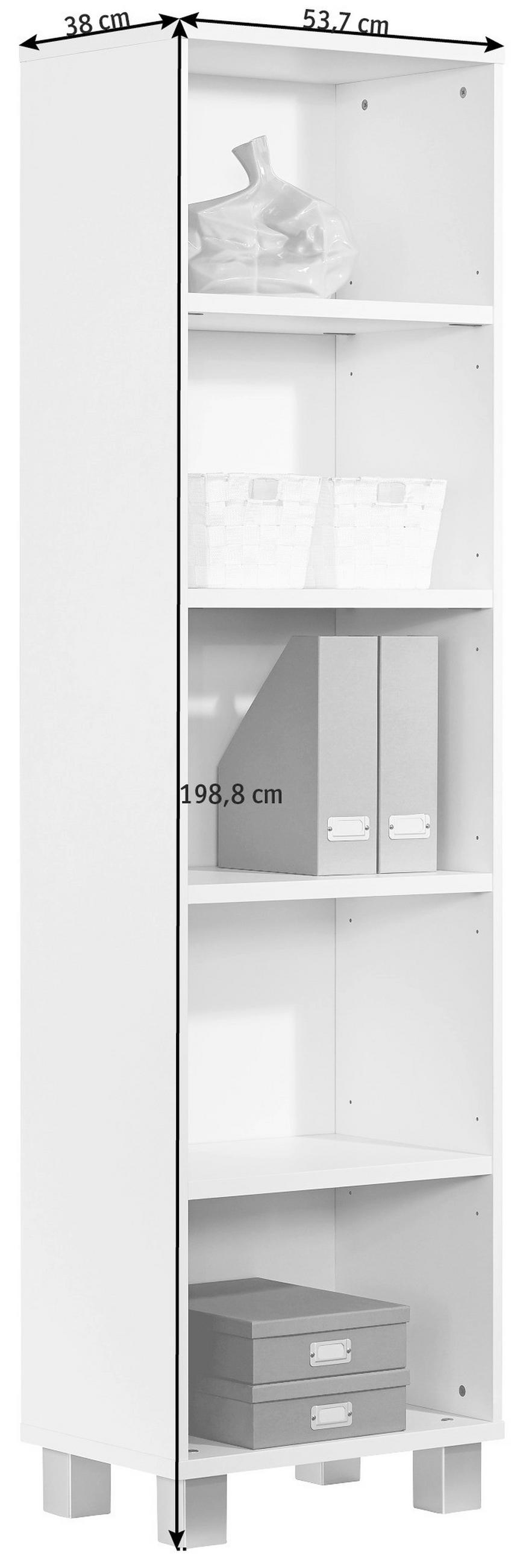 REGAL  53,7/198,8/38,0 cm Weiß  - Silberfarben/Weiß, Design, Holzwerkstoff/Kunststoff (53,7/198,8/38,0cm) - Paidi