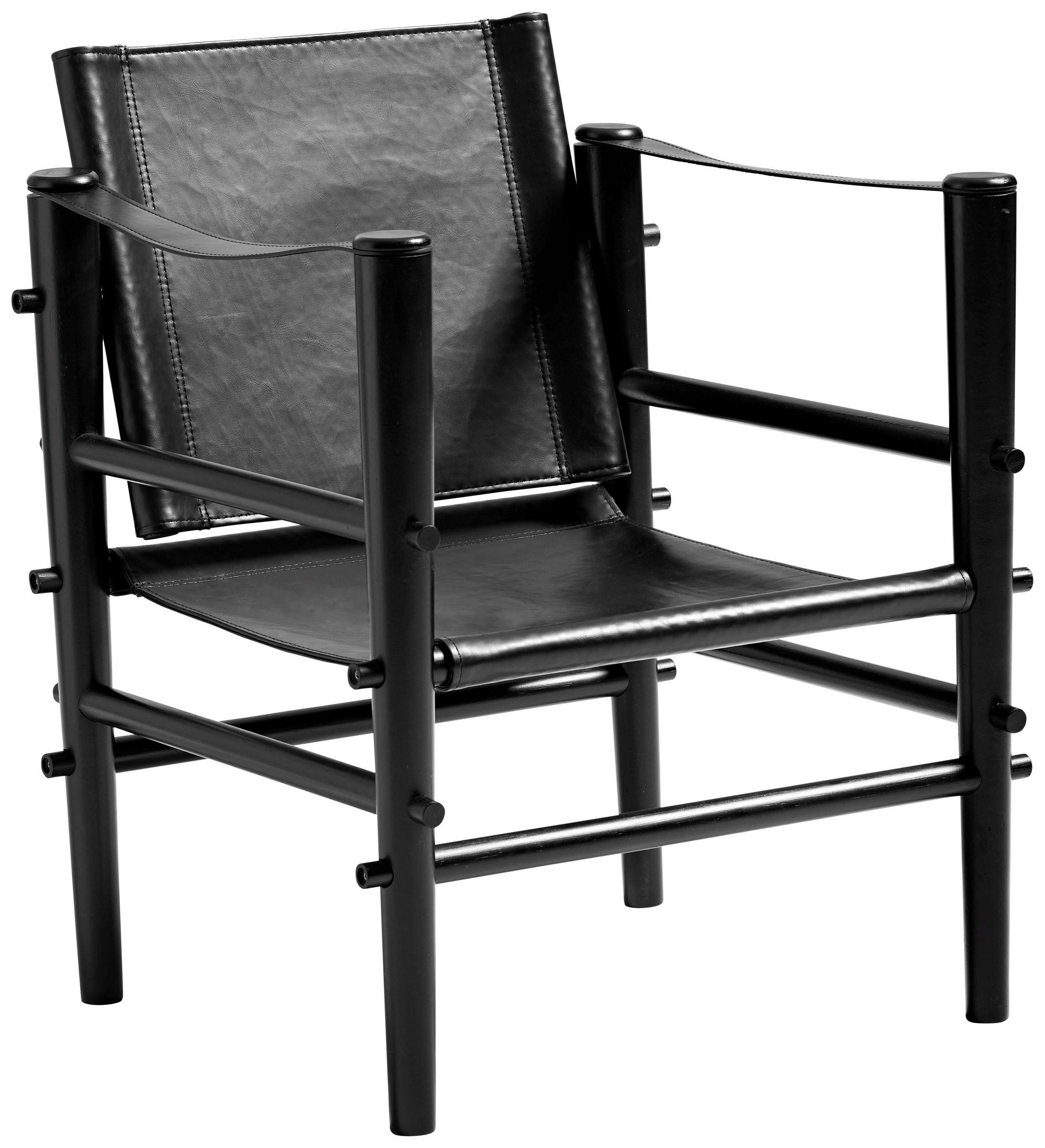 LOUNGESESSEL Schwarz    - Schwarz, ROMANTIK / LANDHAUS, Leder/Holz (59/79/61cm) - MID.YOU