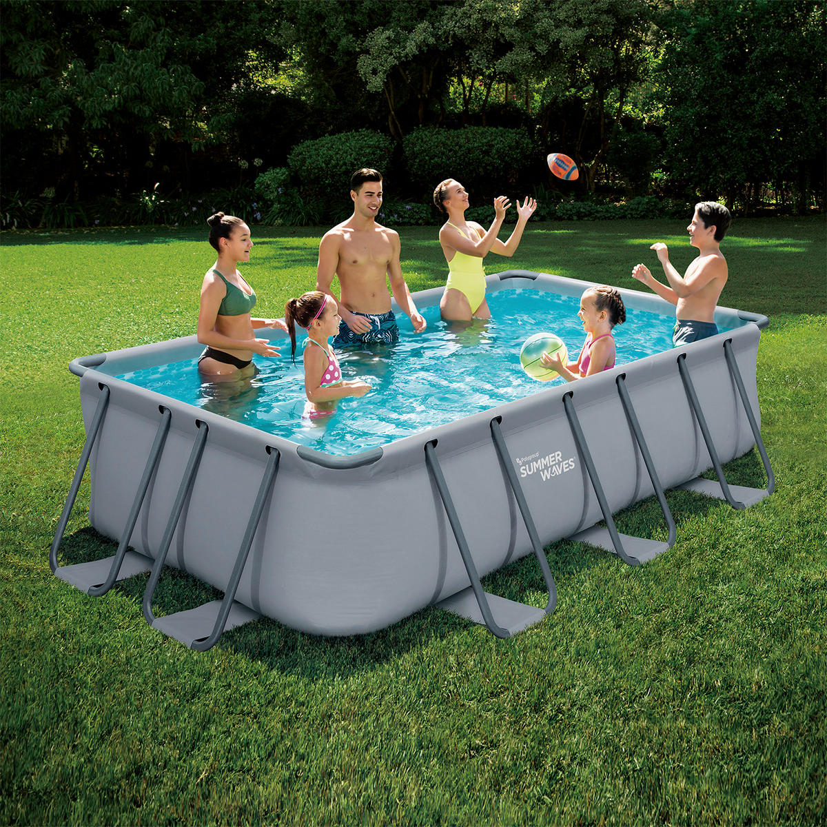 POOL-SET PGP4130739E-AN 200/100/400 cm  - Anthrazit, KONVENTIONELL, Kunststoff/Metall (200/100/400cm) - Ambia Garden