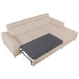 ECKSOFA in Flachgewebe Creme  - Chromfarben/Creme, KONVENTIONELL, Textil/Metall (268/175cm) - Carryhome
