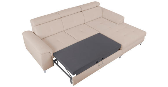 ECKSOFA in Flachgewebe Creme - Chromfarben/Creme, KONVENTIONELL, Textil/Metall (268/175cm) - Carryhome