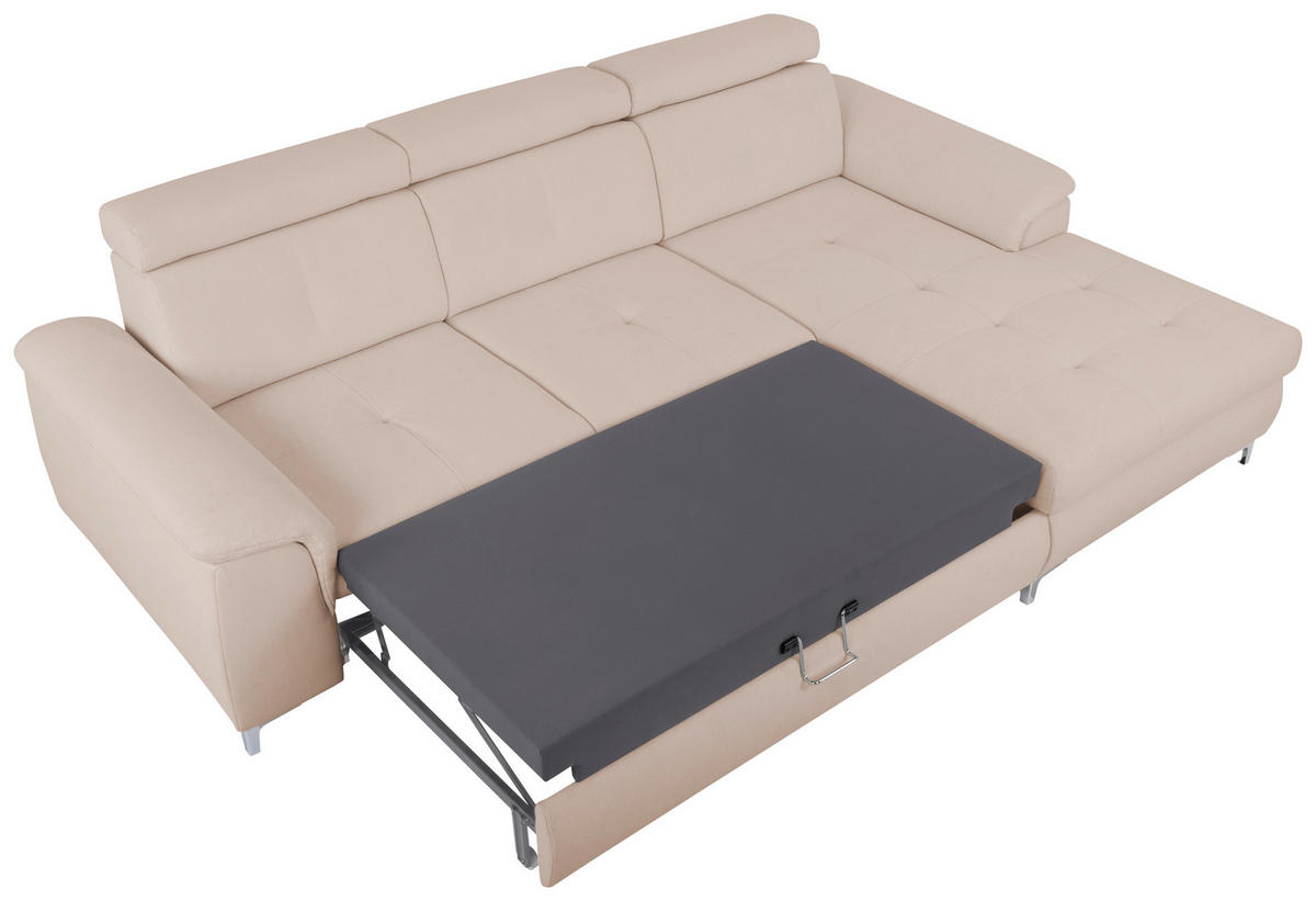 ECKSOFA in Flachgewebe Creme  - Chromfarben/Creme, Konventionell, Textil/Metall (268/175cm) - Carryhome
