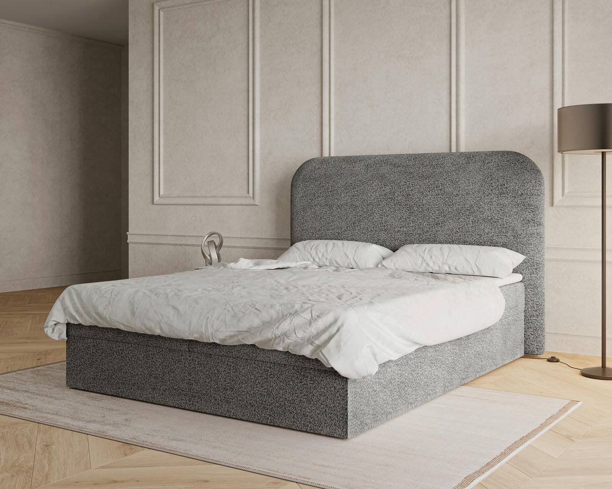 BOXBETT 180/200 cm,  in Anthrazit, Bettkasten, Topper,  - Anthrazit/Schwarz, MODERN, Holz/Kunststoff (180/200cm) - MID.YOU