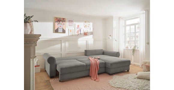 ECKSOFA Braun Cord  - Schwarz/Braun, KONVENTIONELL, Kunststoff/Textil (318/197cm) - Hom`in