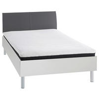 Pat Futon in textil, material pe bază de lemn antracit, negru, alb  - alb/culoare crom, Konventionell, metal/textil (120/200cm) - Carryhome