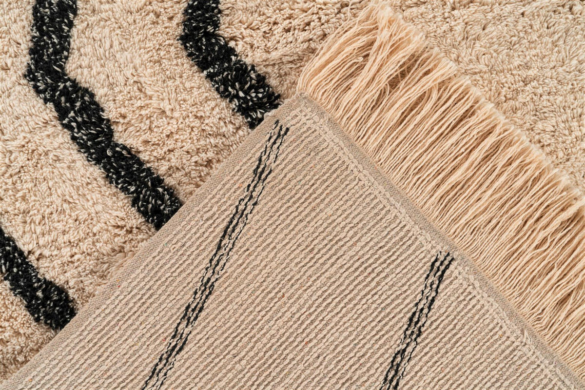 TEPPICH 80/150 cm Mylen 525 Creme / Schwarz Creme, Schwarz  - Creme/Schwarz, KONVENTIONELL, Textil (80/150cm)