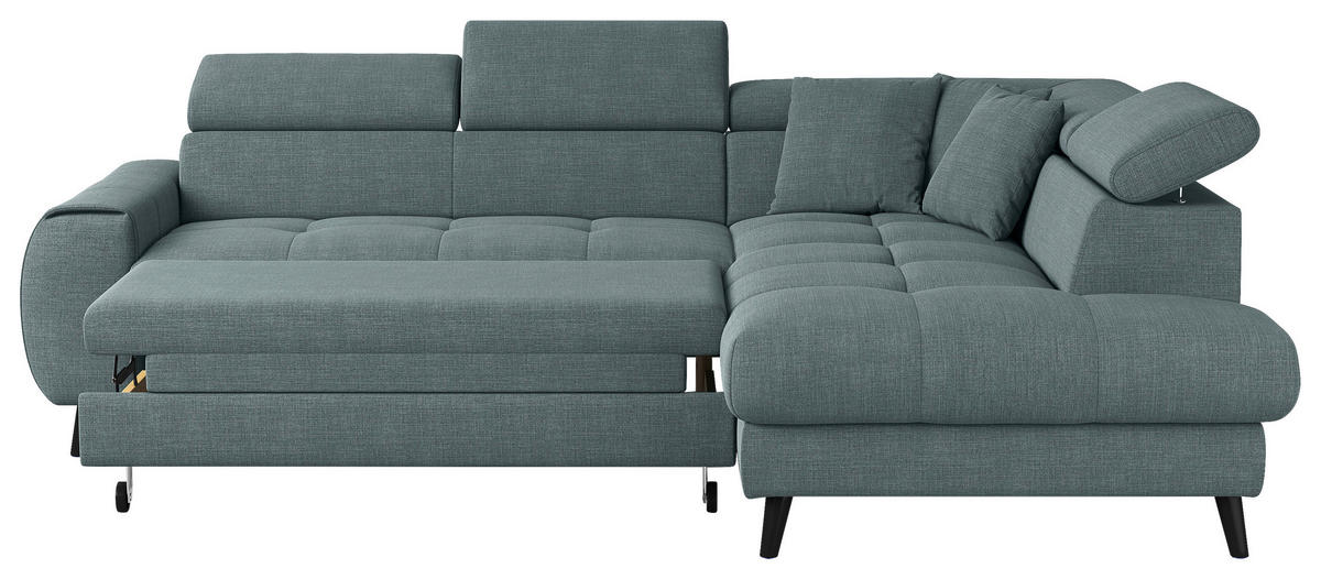 ECKSOFA in Flachgewebe Blau  - Blau/Schwarz, Design, Textil/Metall (246/195cm) - Livetastic