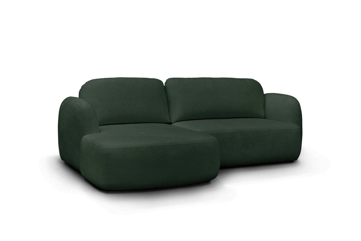 ECKSOFA VELU Grün Chenille  - Schwarz/Grün, Design, Textil (175cm) - MID.YOU