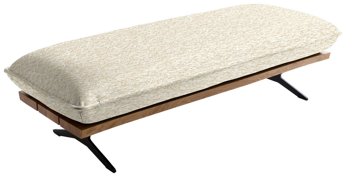 ECKSOFA Chenille, Flachgewebe Beige, Wildeiche  - Wildeiche/Beige, Design, Holz/Textil (161/284cm) - Koinor