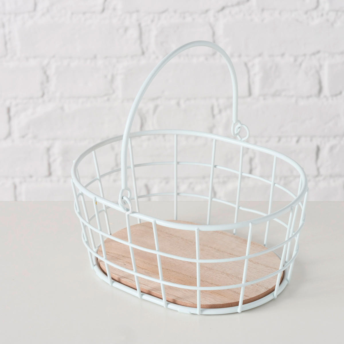 DEKOKORB  - Naturfarben/Weiß, Basics, Holzwerkstoff/Metall (17/12/9cm) - Boltze Home